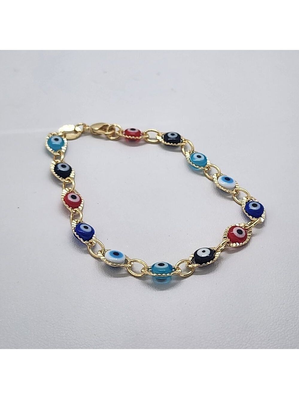 Brand New Brazilian 18k Gold Filled Multi Color Evil Eye Bracelet